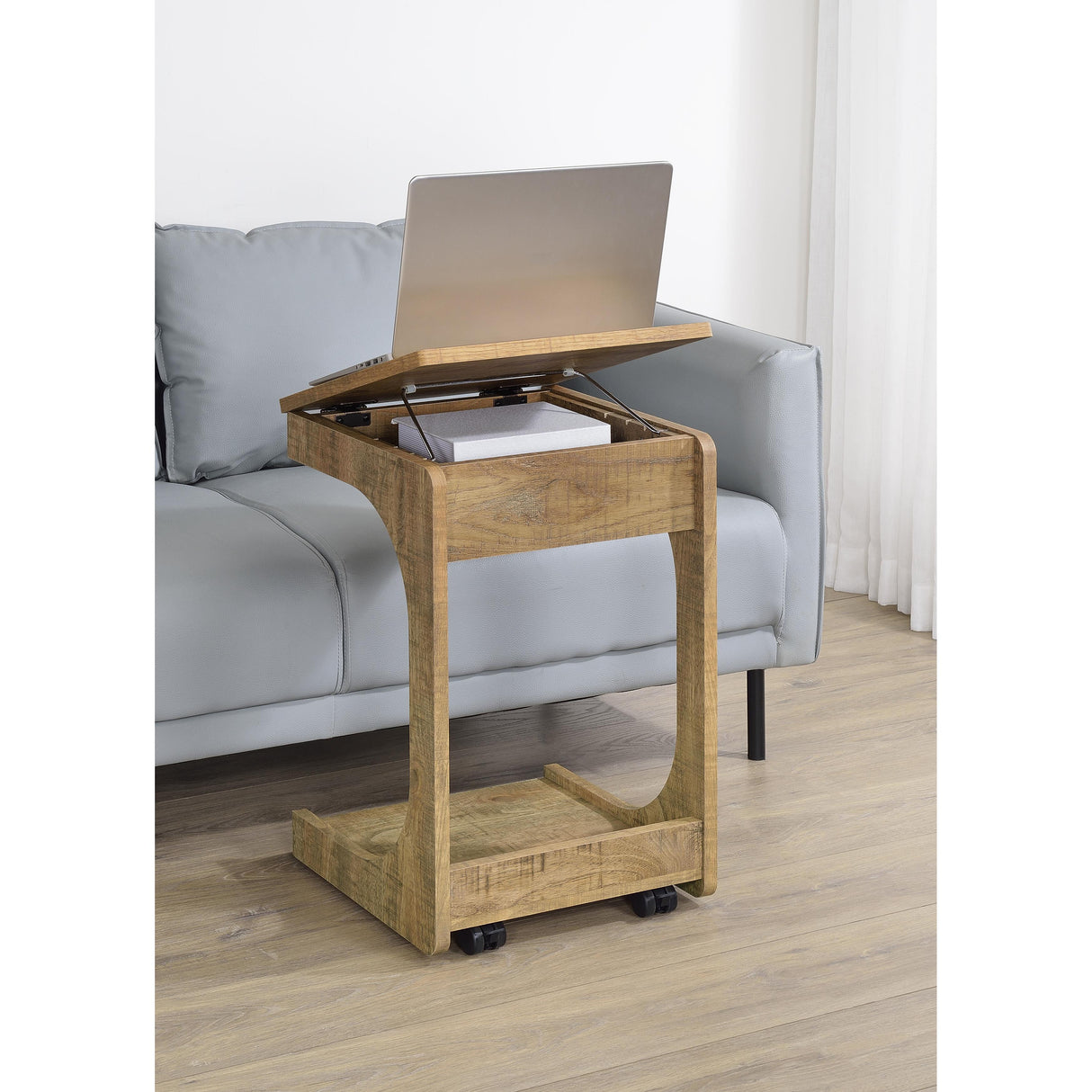 Coaster Furniture Ralston 930292 C-Shaped Lift-Top Sofa Side Table With Casters - Mango IMAGE 9