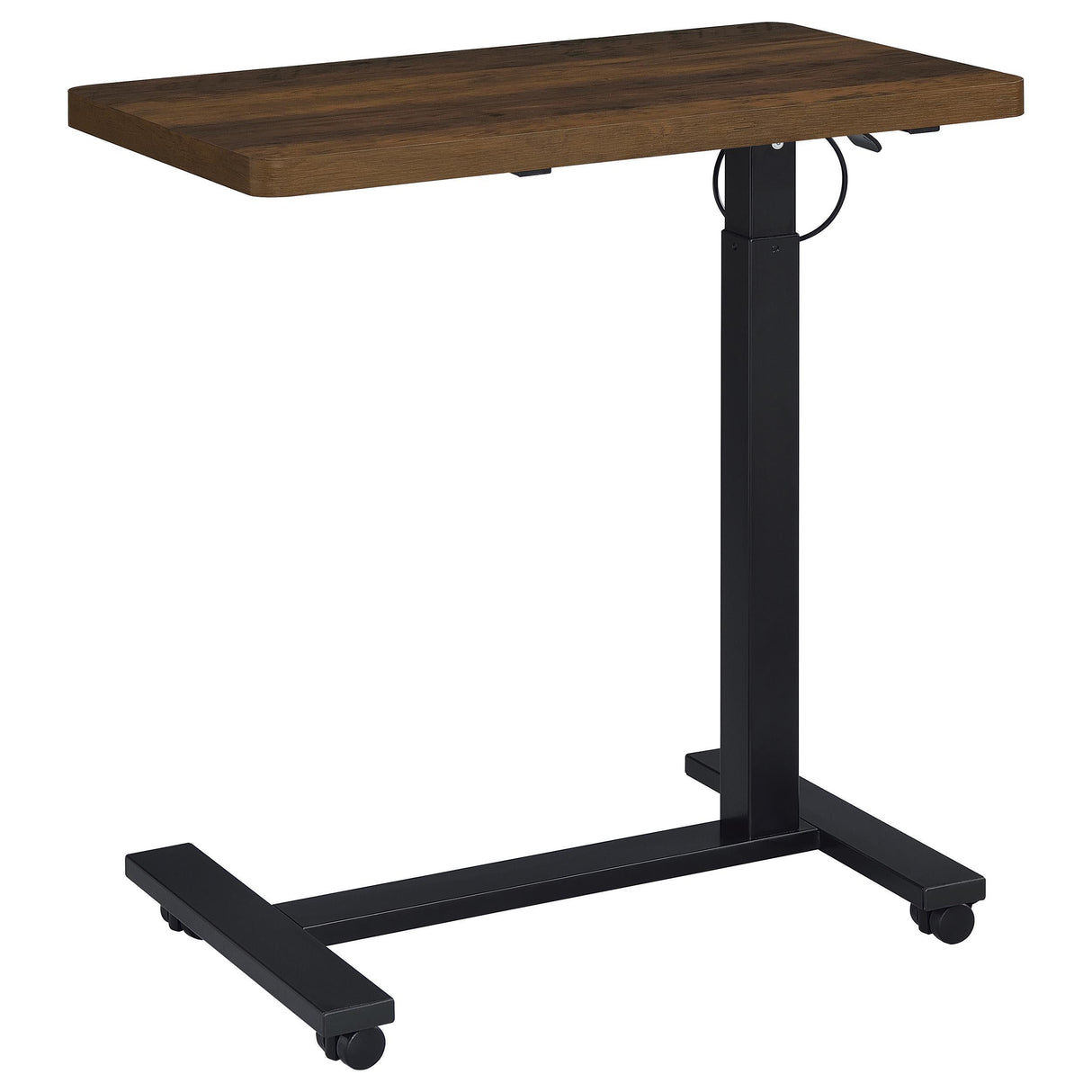 Coaster Furniture Westpark 930302 Pneumatic Adjustable C-Shape Side Table with Casters - Dark Pine IMAGE 1