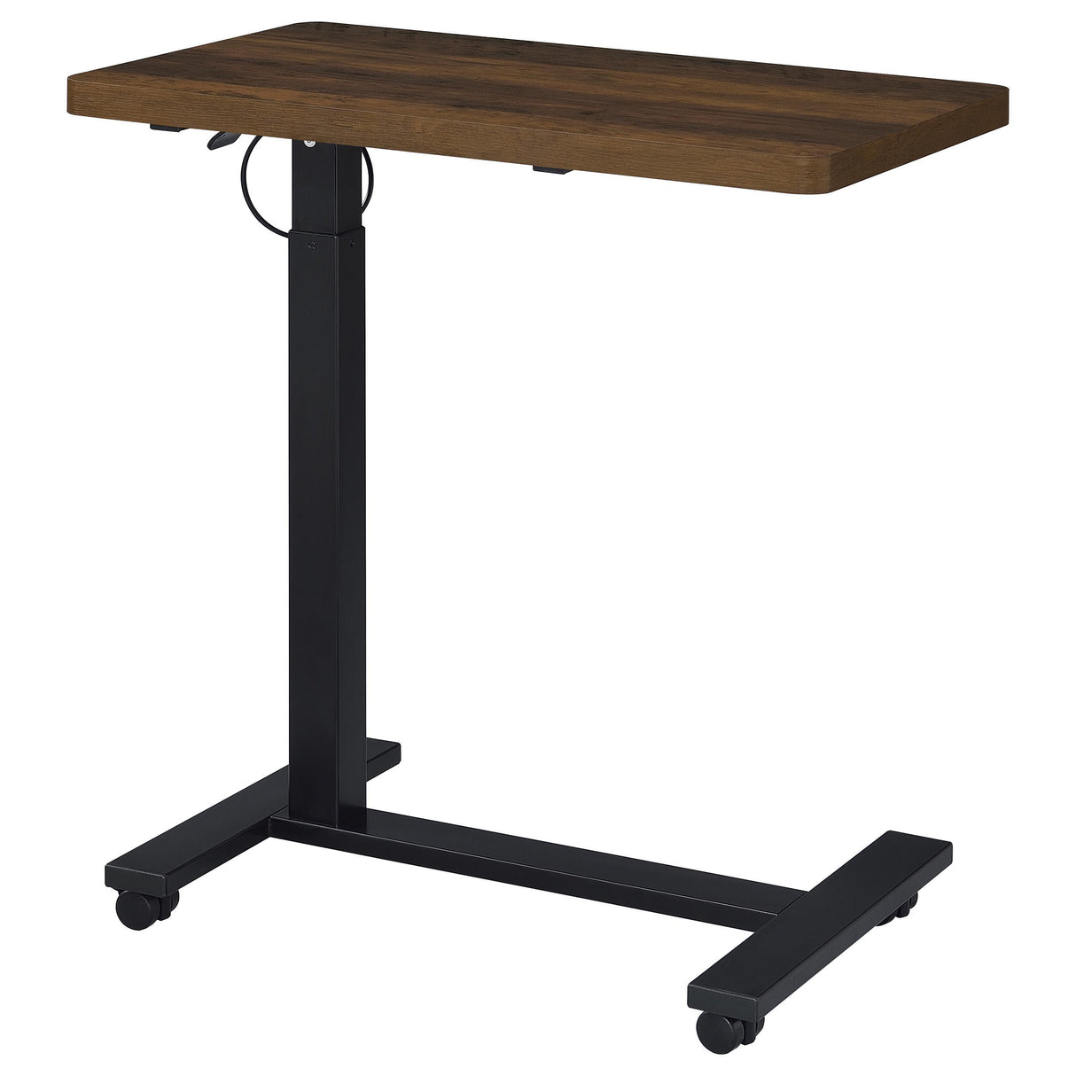 Coaster Furniture Westpark 930302 Pneumatic Adjustable C-Shape Side Table with Casters - Dark Pine IMAGE 3