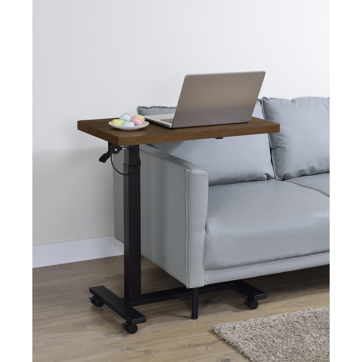 Coaster Furniture Westpark 930302 Pneumatic Adjustable C-Shape Side Table with Casters - Dark Pine IMAGE 4