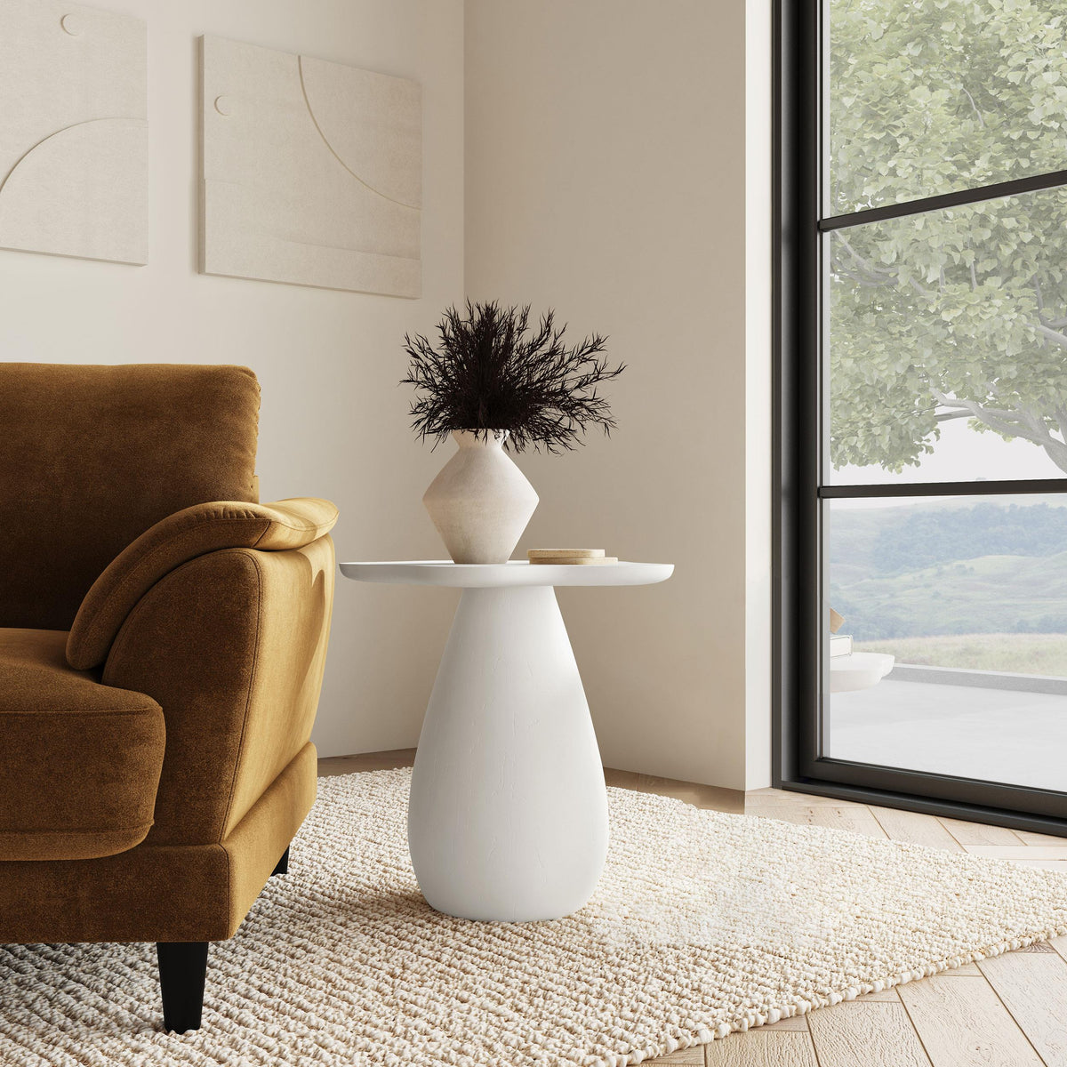 Coaster Furniture Perth 930616 20-inch Side Table with Cloud-Shaped Top - Off White IMAGE 3