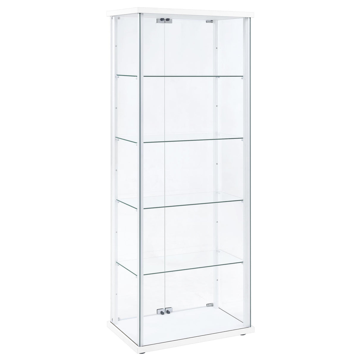 Coaster Furniture Delphinium 950170WHT 4-Shelf Clear Glass Curio Display Cabinet - White IMAGE 4