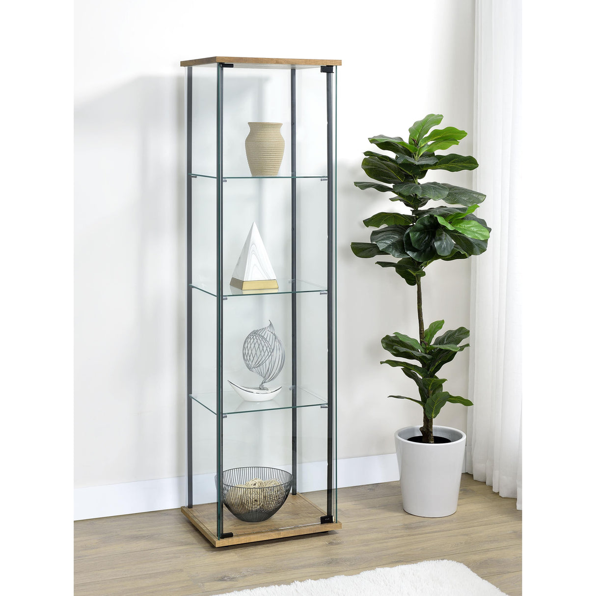 Coaster Furniture Bellatrix 950172MGO 3-shelf Clear Glass Curio Cabinet - Mango IMAGE 8