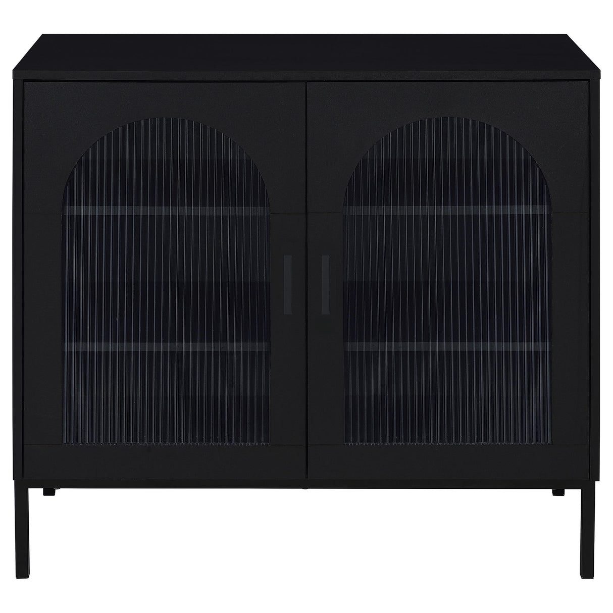 Coaster Furniture Jess 950420 2-door Arched Fluted Glass Accent Cabinet - Black IMAGE 3