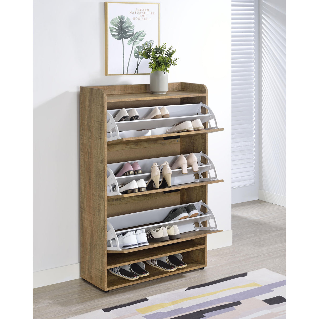 Coaster Furniture Denia 950425 3-tier Engineered Wood Shoe Cabinet - Mango IMAGE 8