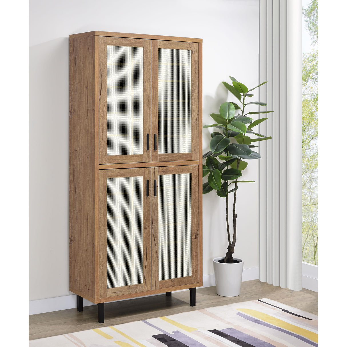 Coaster Furniture Teller 950440 80-inch 4-door Tall Shoe Storage Cabinet - Natural Oak IMAGE 2