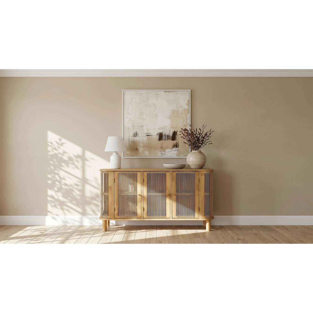 Coaster Furniture Ervine 950460 3-Door Rope Panel Sideboard Accent Storage Cabinet - Natural IMAGE 5