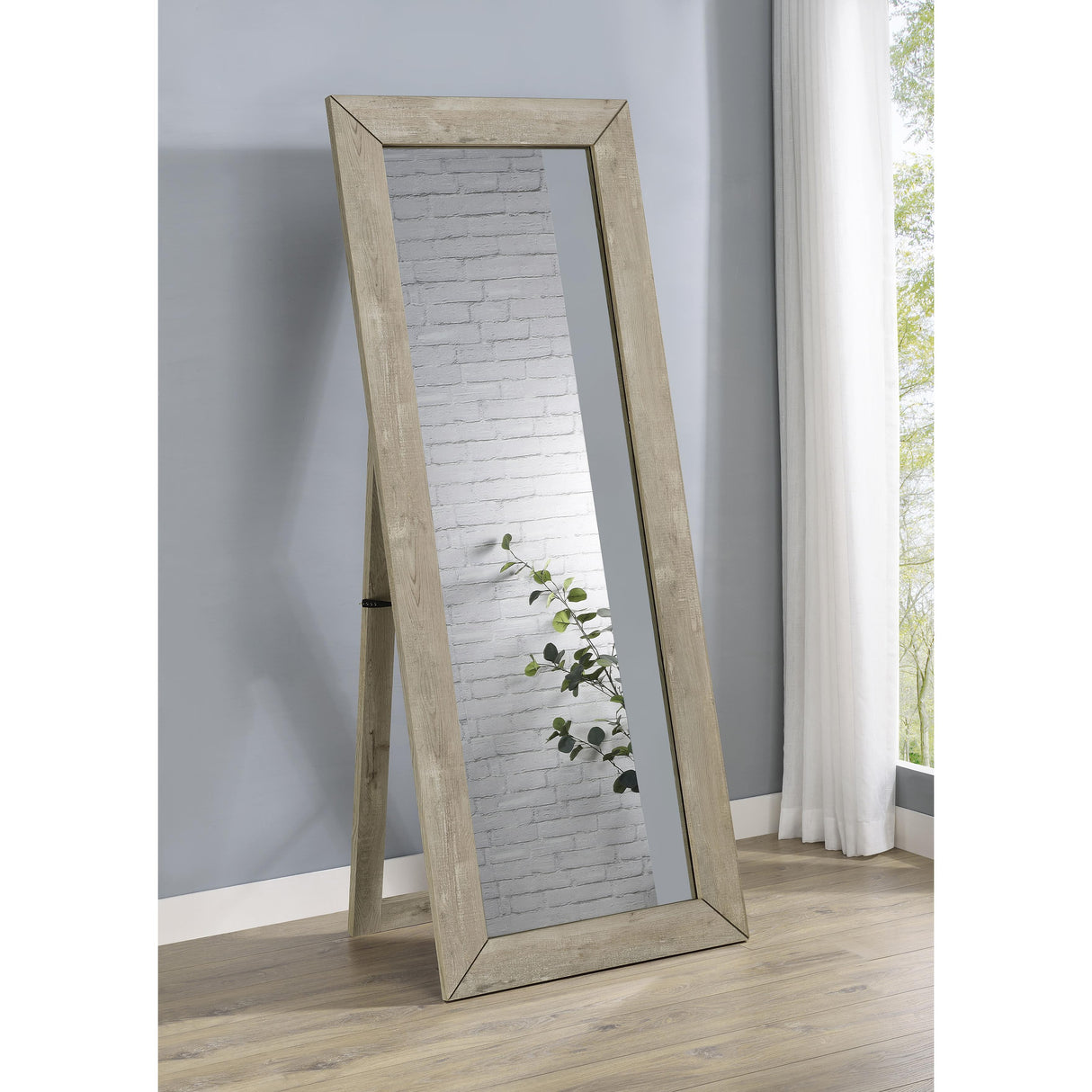 Coaster Furniture Cadence 961655 Tempered Glass Full Length Mirror - Grey Washed Oak IMAGE 4