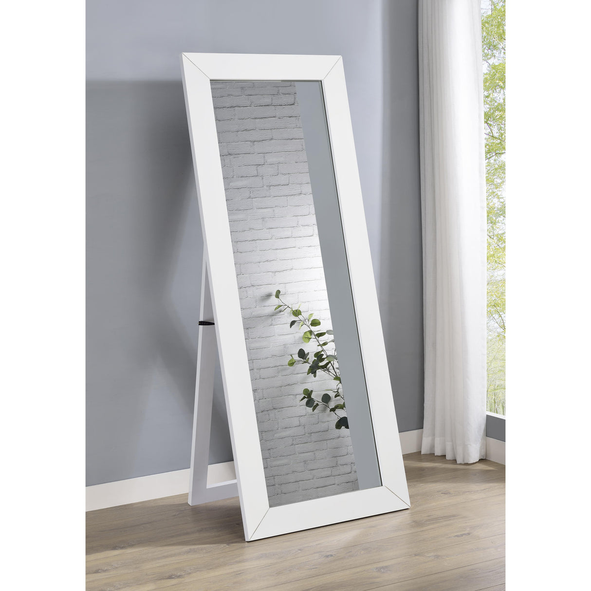 Coaster Furniture Cadence 961656 Tempered Glass Full Length Mirror - White High Gloss IMAGE 6