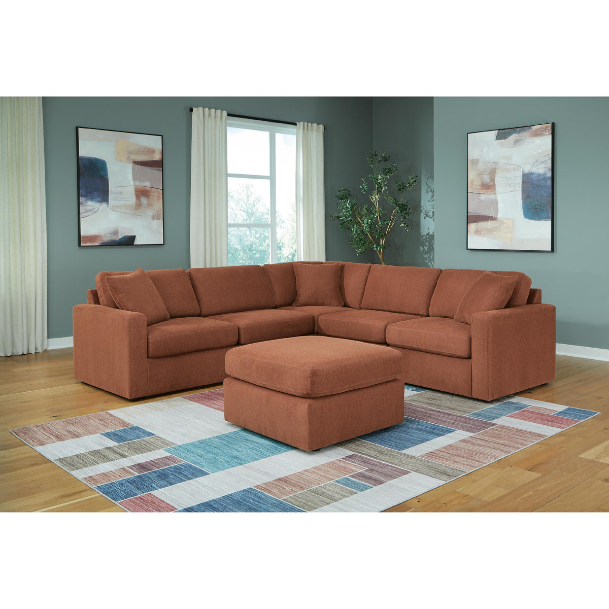 Signature Design by Ashley® Modmax 92102U14 5 pc Sectional and Ottoman - Spice IMAGE 2
