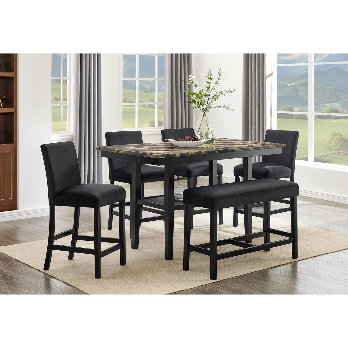Crown Mark Marbel 1718-BENCH-BK Counter Height Bench - Black IMAGE 3
