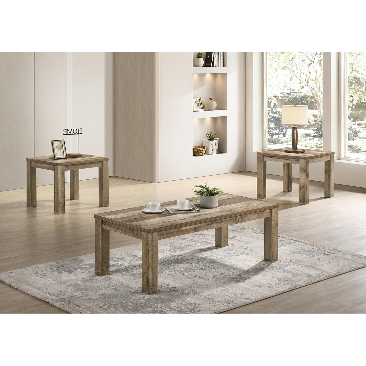 Crown Mark Theo 4168SET-RCW 3 pc Coffee Table Set - Reclaimed Wood IMAGE 1