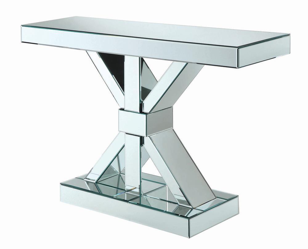 Lurlynn X-Shaped Base Console Table Clear Mirror