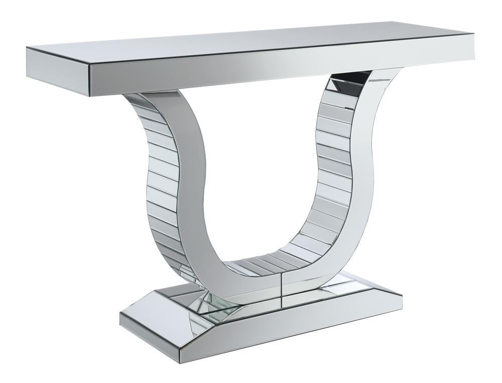 Saanvi Console Table With U-Shaped Base Clear Mirror