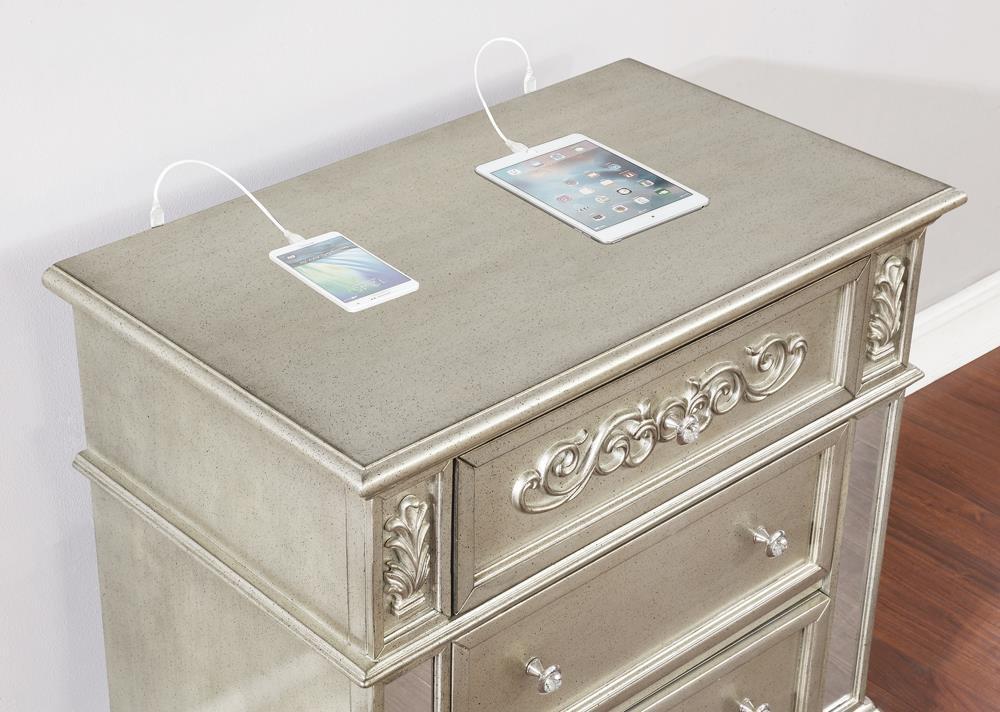 Heidi 3-Drawer Nightstand Metallic Platinum