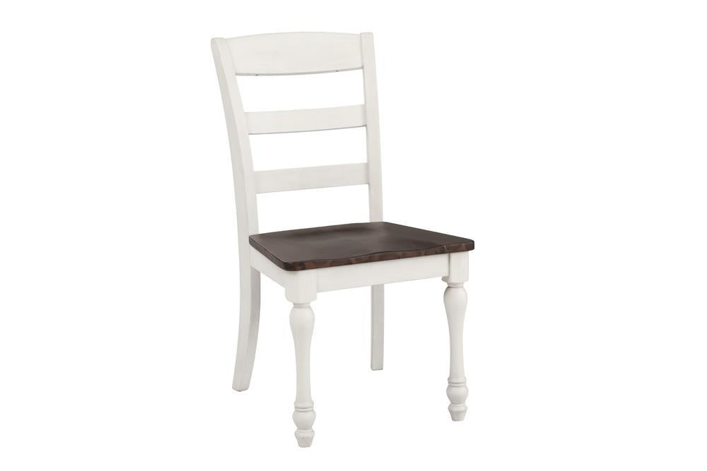 Madelyn Ladder Back Side Chairs Dark Cocoa And Coastal White (Set Of 2)