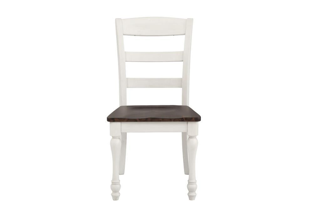 Madelyn Ladder Back Side Chairs Dark Cocoa And Coastal White (Set Of 2)