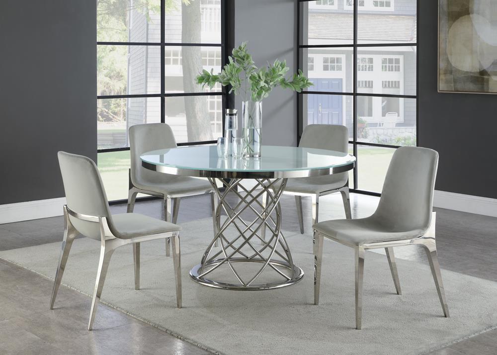 Irene Upholstered Side Chairs Light Grey And Chrome (Set Of 4)