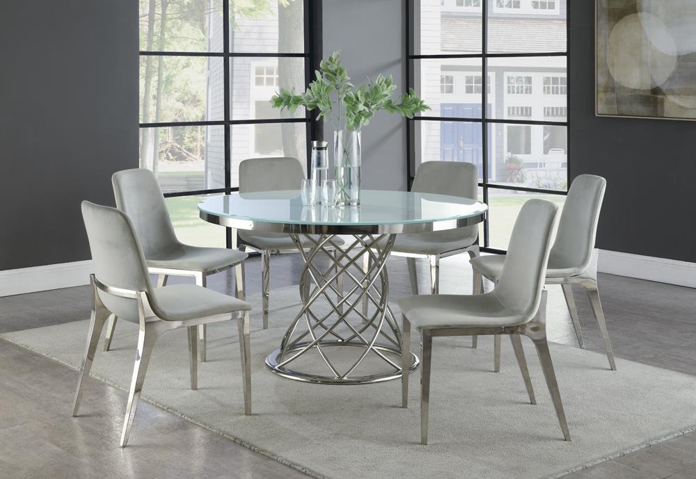 Irene Upholstered Side Chairs Light Grey And Chrome (Set Of 4)