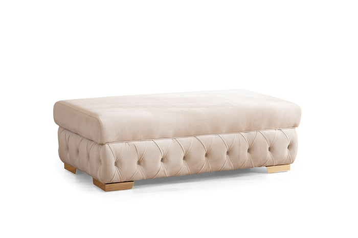 Matilda Ivory Velvet Rectangle Ottoman