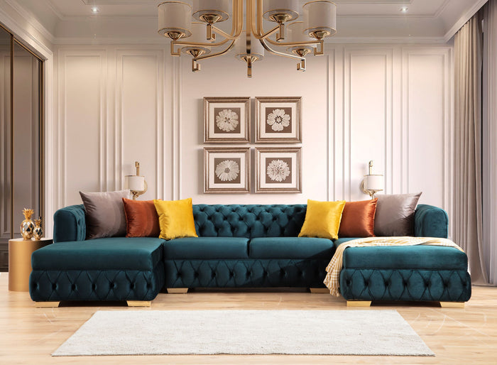 Matilda Velvet Double Chaise Sectional