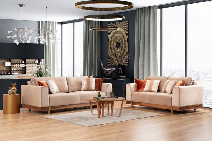 Sheila Gray Velvet Sofa & Loveseat