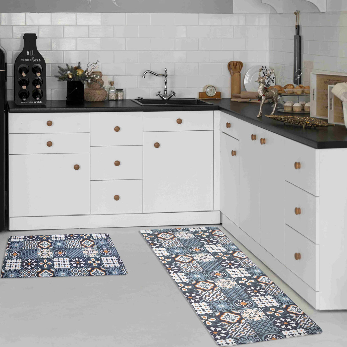 KITCHEN MATS Cushioned Anti Fatigue 2 PC Set Design K1