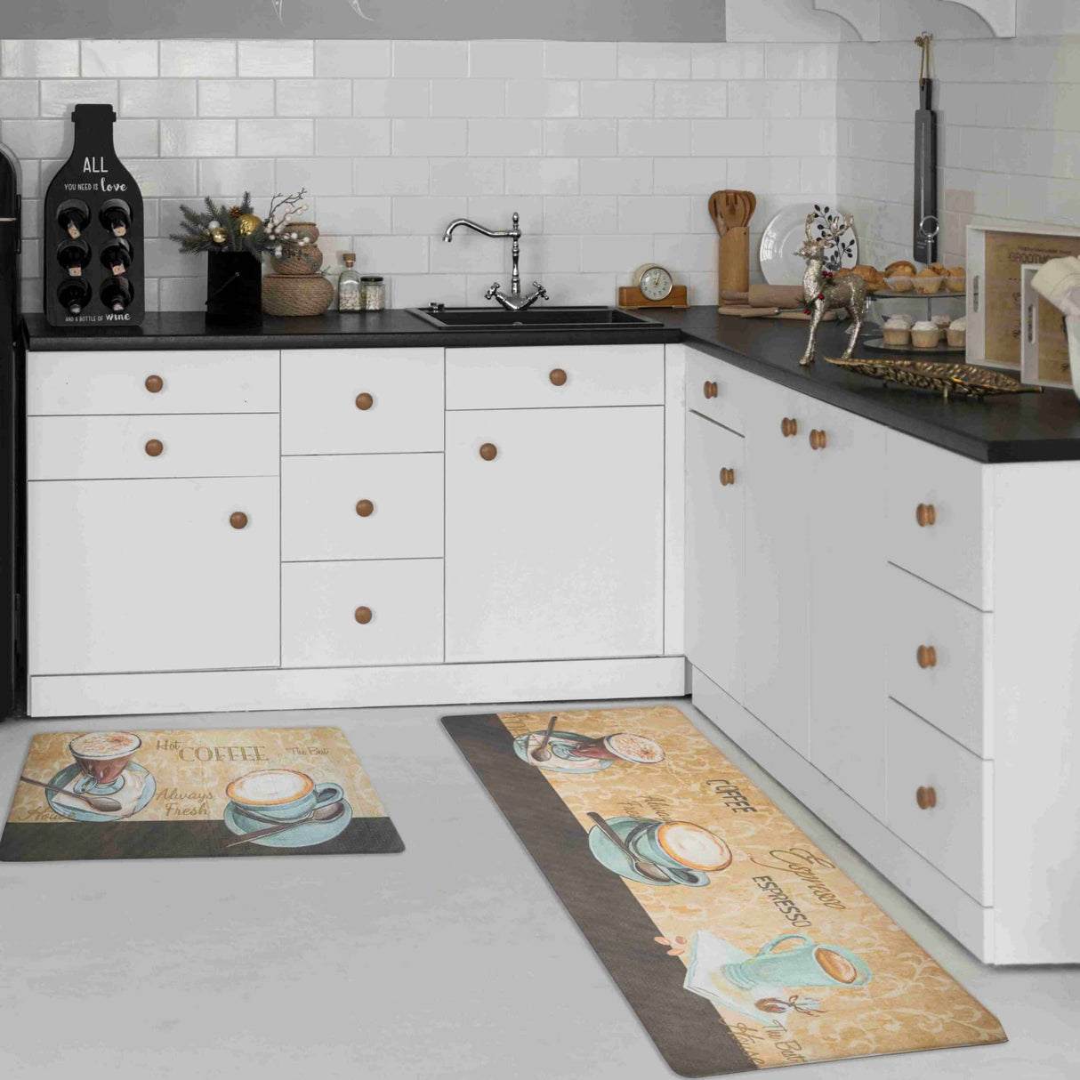 KITCHEN MATS Cushioned Anti Fatigue 2 PC Set Design K8
