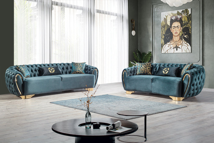 Victoria Holly Velvet Sofa & Loveseat