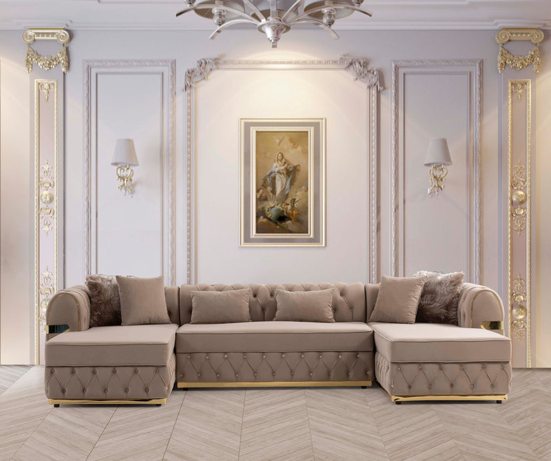 Jester Cream Velvet Double Chaise SectionalÊ