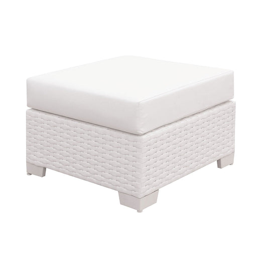 Somani White Wicker/White Cushion Small Ottoman image