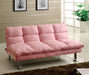 Saratoga Pink/Chrome Microfiber Futon Sofa, Pink image