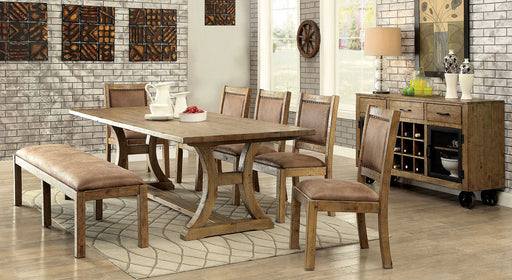 Gianna Rustic Oak 7 Pc. Dining Table Set (w/ 2 Wingback Chairs) image