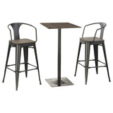 Cavalier 3-piece Square Bar Table Set Dark Elm and Black