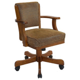 Mitchell Upholstered Game Chair Olive-brown and Amber