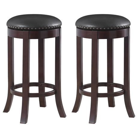 Aboushi Swivel Bar Stools with Upholstered Seat Brown (Set of 2) image