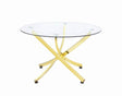 Beckham Round Dining Table Brass and Clear image