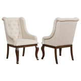 Brockway Tufted Arm Chairs Cream and Antique Java