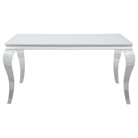 Carone Rectangular Glass Top Dining Table White and Chrome image