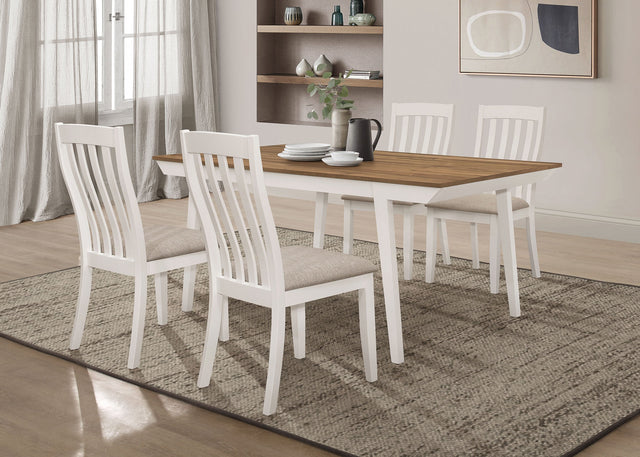 Anwar Rectangular Dining Table Set Natural Acacia and Off White image