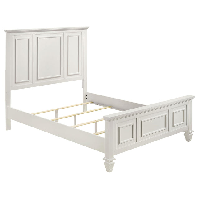  Coaster Furniture Sandy Beach 201301Q Wood Queen Panel Bed - Cream White IMAGE 1