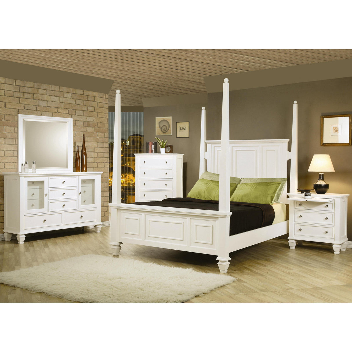  Coaster Furniture Sandy Beach 201304 Dresser Mirror - Cream White IMAGE 3