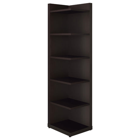  Coaster Furniture Alder 800270 71-inch 6-shelf Corner Bookcase - Cappuccino IMAGE 2