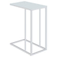  Coaster Furniture Stella 900250 White Glass Top C-Shaped Sofa Side Table - Chrome IMAGE 1