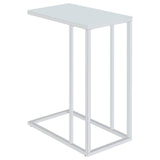  Coaster Furniture Stella 900250 White Glass Top C-Shaped Sofa Side Table - Chrome IMAGE 1