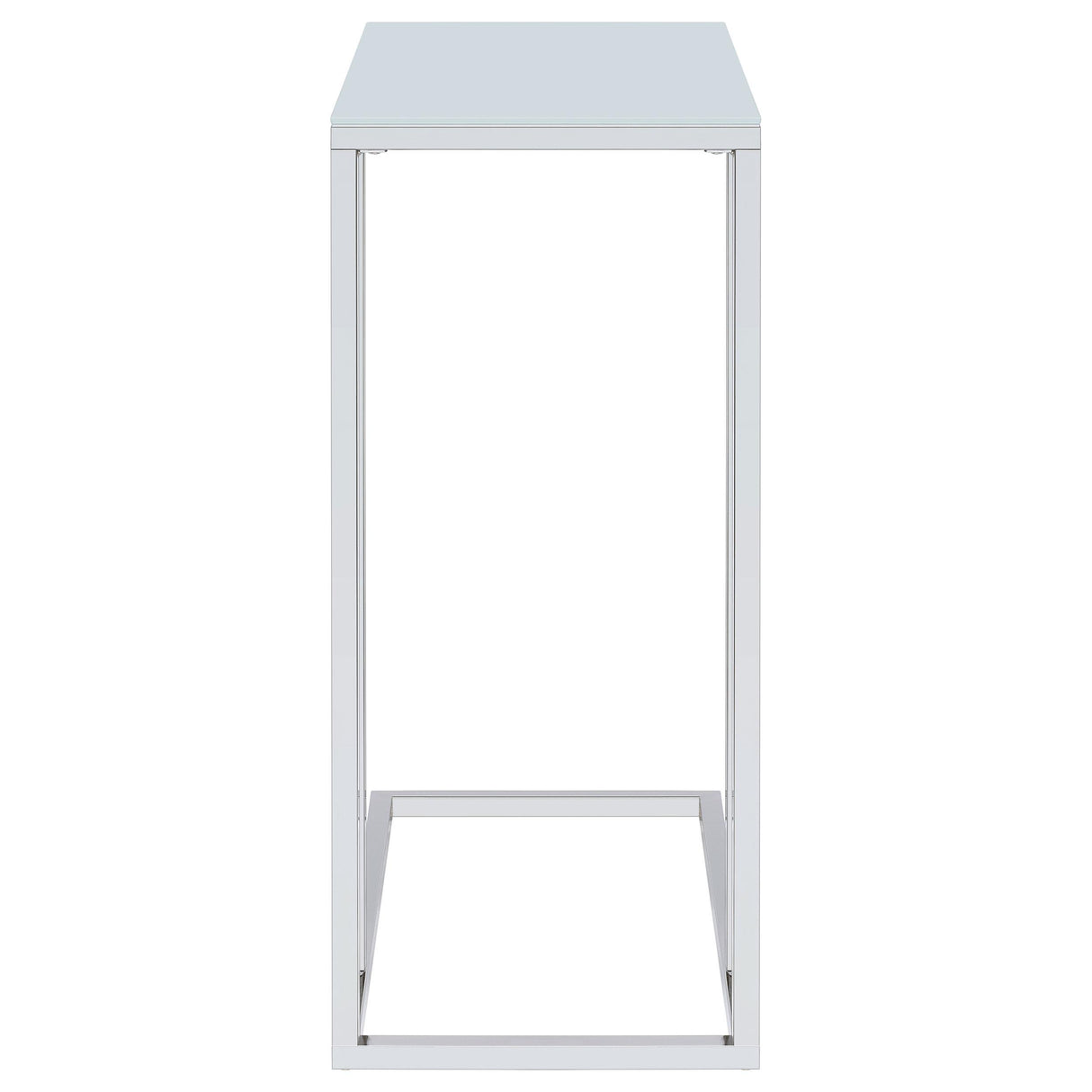  Coaster Furniture Stella 900250 White Glass Top C-Shaped Sofa Side Table - Chrome IMAGE 2