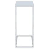  Coaster Furniture Stella 900250 White Glass Top C-Shaped Sofa Side Table - Chrome IMAGE 2
