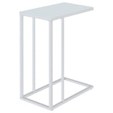  Coaster Furniture Stella 900250 White Glass Top C-Shaped Sofa Side Table - Chrome IMAGE 3