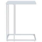  Coaster Furniture Stella 900250 White Glass Top C-Shaped Sofa Side Table - Chrome IMAGE 4