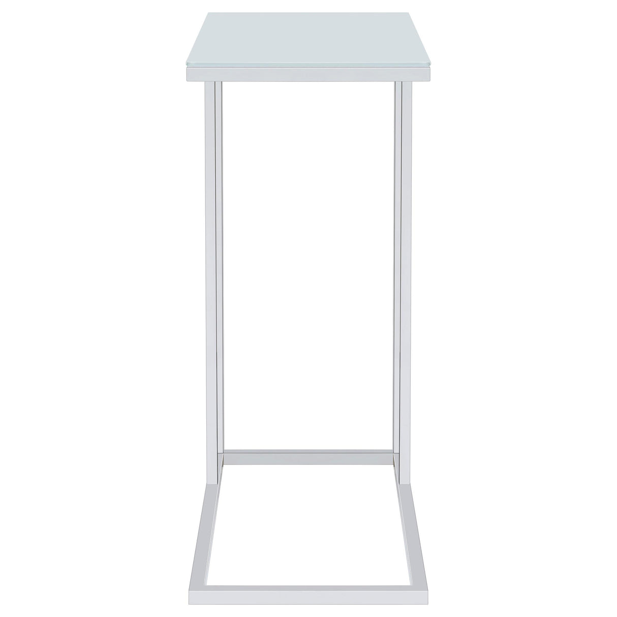  Coaster Furniture Stella 900250 White Glass Top C-Shaped Sofa Side Table - Chrome IMAGE 6